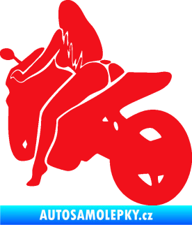 Samolepka Sexy žena na motorce levá červená