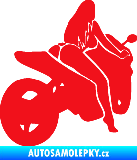 Samolepka Sexy žena na motorce pravá červená