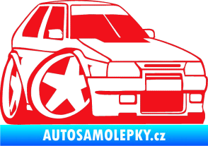 Samolepka Škoda Favorit karikatura pravá červená