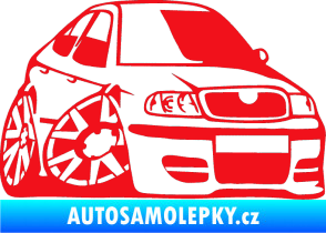 Samolepka Škoda Octavia karikatura pravá červená