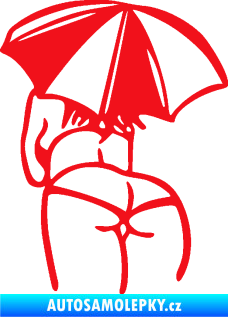 Samolepka Slečna s deštníkem levá červená