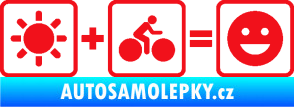Samolepka Slunce + kolo = veselý smajlík vyjížďka na kole červená