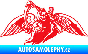Samolepka Smrtka 016 pravá s křídly a kosou červená