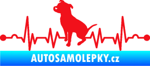 Samolepka Srdeční tep 007 levá pitbull červená