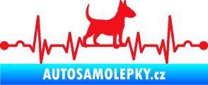 Samolepka Srdeční tep 008 pravá pes bulteriér červená