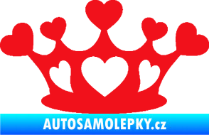 Samolepka Srdíčka korunka červená