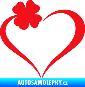 Samolepka Srdíčko 020 levá se čtyřlístkem červená