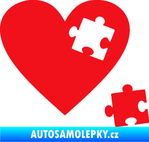 Samolepka Srdíčko 022 pravá vypadlý puzzlík červená