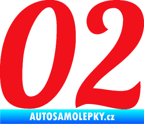 Samolepka Startovní číslo 02 typ 3 červená