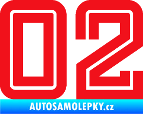Samolepka Startovní číslo 02 typ 7 červená