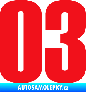 Samolepka Startovní číslo 03 typ 2   červená