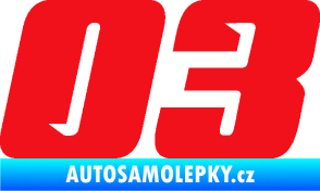 Samolepka Startovní číslo 03 typ 6 červená