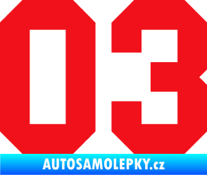 Samolepka Startovní číslo 03 červená