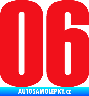 Samolepka Startovní číslo 06 typ 2   červená