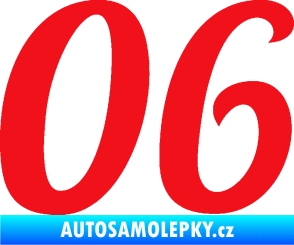 Samolepka Startovní číslo 06 typ 3 červená