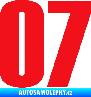 Samolepka Startovní číslo 07 typ 2   červená