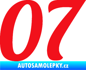 Samolepka Startovní číslo 07 typ 3 červená
