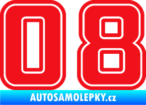 Samolepka Startovní číslo 08 typ 5 červená