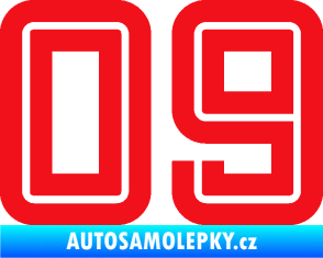 Samolepka Startovní číslo 09 typ 7 červená