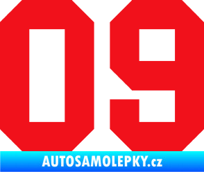 Samolepka Startovní číslo 09 červená