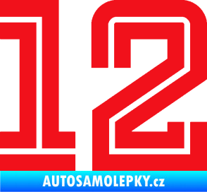 Samolepka Startovní číslo 12 typ 7 červená