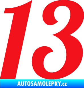 Samolepka Startovní číslo 13 typ 3     červená