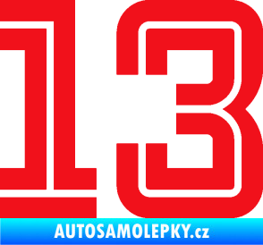 Samolepka Startovní číslo 13 typ 7 červená