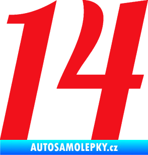 Samolepka Startovní číslo 14 typ 3      červená