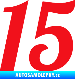 Samolepka Startovní číslo 15 typ 3      červená