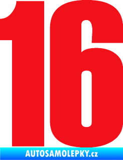 Samolepka Startovní číslo 16 typ 2   červená