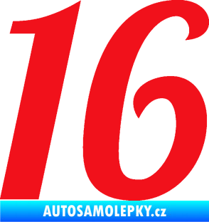 Samolepka Startovní číslo 16 typ 3       červená