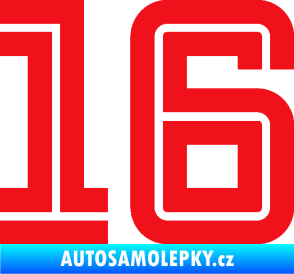 Samolepka Startovní číslo 16 typ 7 červená