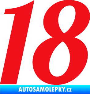 Samolepka Startovní číslo 18 typ 3         červená