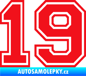 Samolepka Startovní číslo 19 typ 4 červená