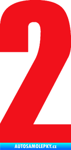 Samolepka Startovní číslo 2 typ 2   červená
