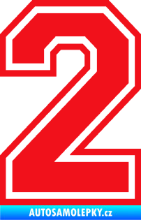 Samolepka Startovní číslo 2 typ 4 červená