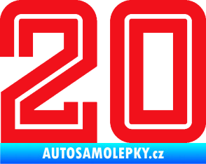 Samolepka Startovní číslo 20 typ 7 červená