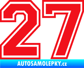 Samolepka Startovní číslo 27 typ 4 červená