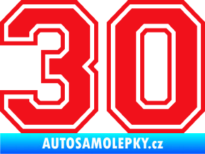 Samolepka Startovní číslo 30 typ 4 červená