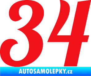 Samolepka Startovní číslo 34 typ 3 červená