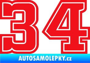 Samolepka Startovní číslo 34 typ 5 červená