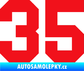 Samolepka Startovní číslo 35 červená