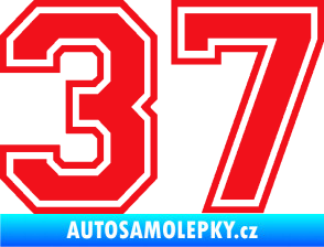 Samolepka Startovní číslo 37 typ 4  červená