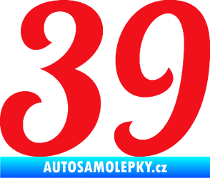 Samolepka Startovní číslo 39 typ 3 červená