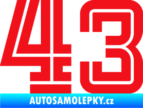 Samolepka Startovní číslo 43 typ 7 červená