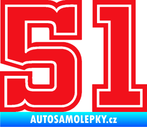 Samolepka Startovní číslo 51 typ 5 červená