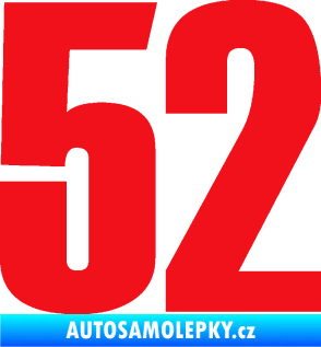 Samolepka Startovní číslo 52 typ 2  červená