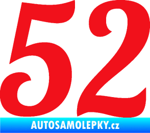 Samolepka Startovní číslo 52 typ 3 červená