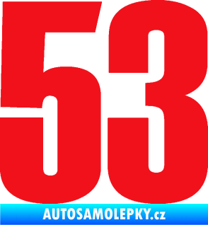 Samolepka Startovní číslo 53 typ 2  červená