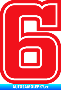 Samolepka Startovní číslo 6 typ 5 červená